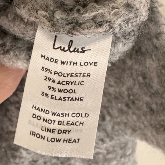 Lulu's Size Small Content and Cozy Heather Grey Fuzzy Knit Oversized Sweater - Picture 6 of 8